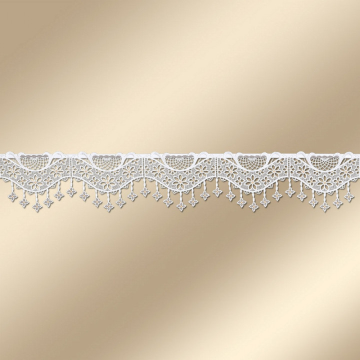 Feenhaus-Scheibengardine Alessia Plauener Spitze mit Blumen 13 cm hoch