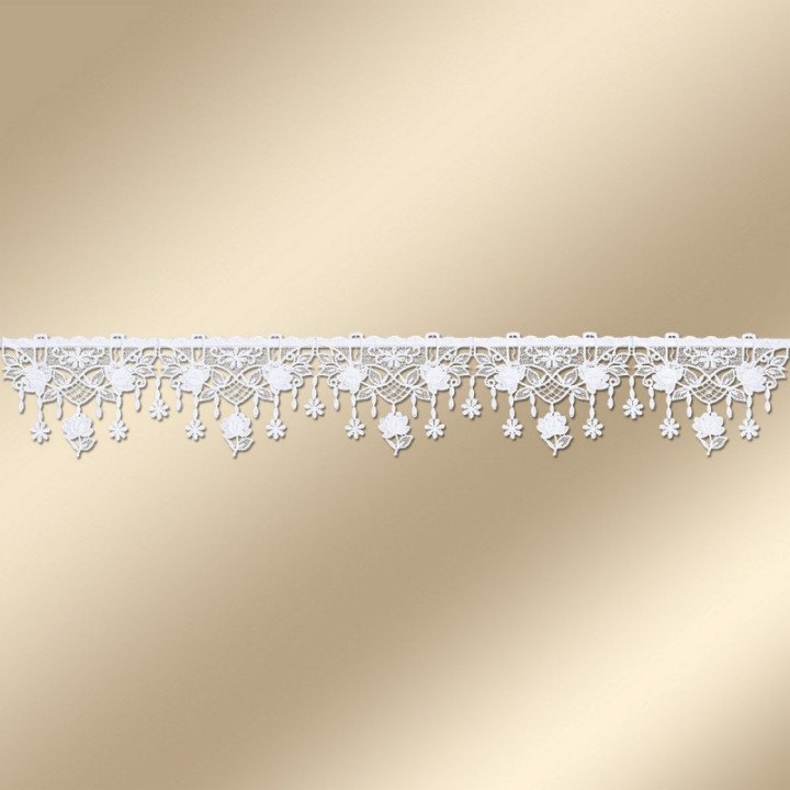 Feenhaus-Scheibengardine Taja Rose Plauener Spitze 13 cm hoch