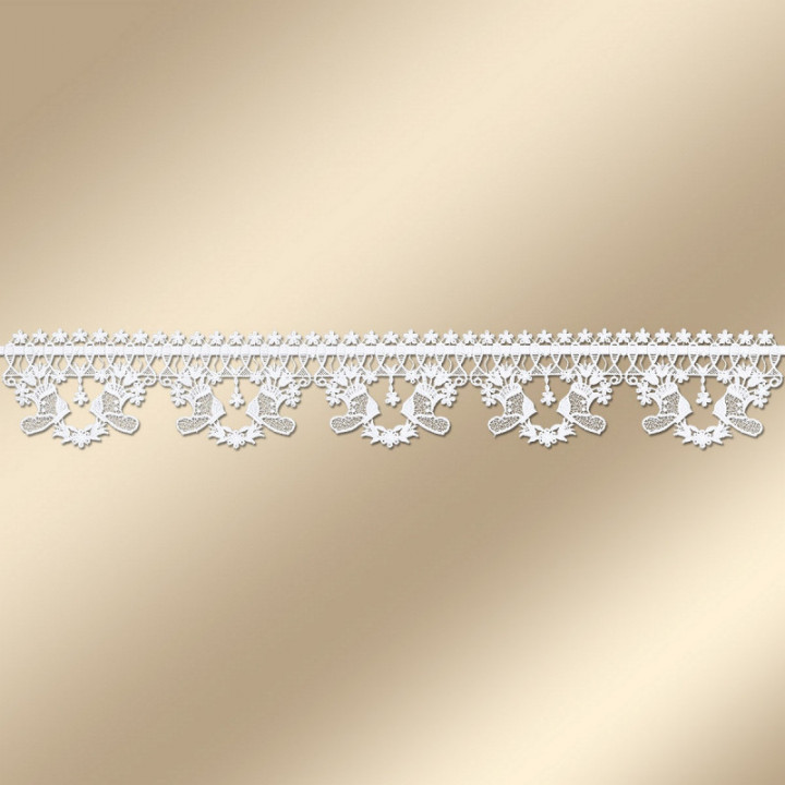 Feenhaus-Scheibengardine Blumenschuh Plauener Spitze 12 cm hoch