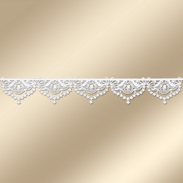 Feenhaus-Spitzengardine Vogelhochzeit Plauener Spitze 12 cm hoch