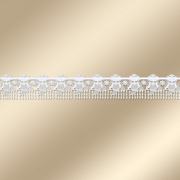 Feenhaus-Spitzenkante kleine Eulen Plauener Spitze Herbst 11 cm hoch