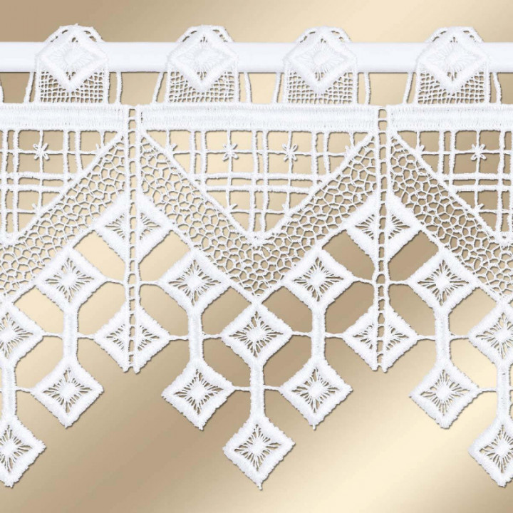 Feenhaus-Spitzengardine Jara Plauener Spitze weiß 15 cm hoch