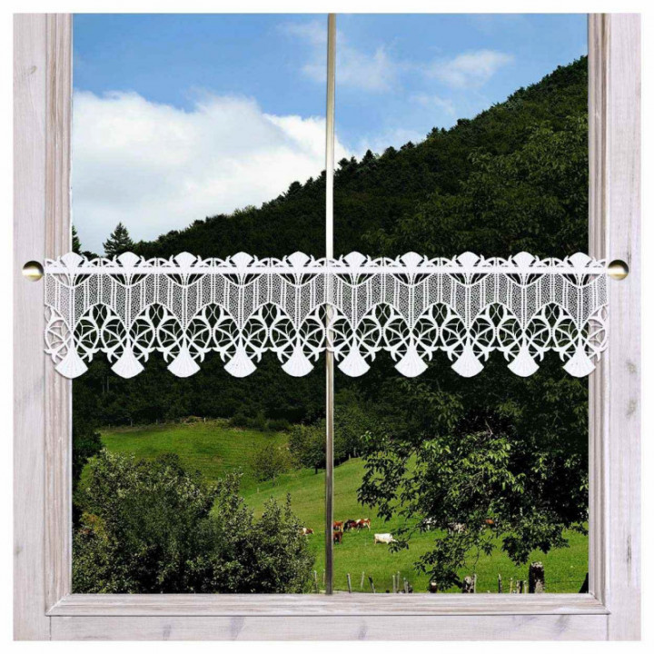 Feenhaus-Spitzengardine Ranka moderne Plauener Spitze weiß