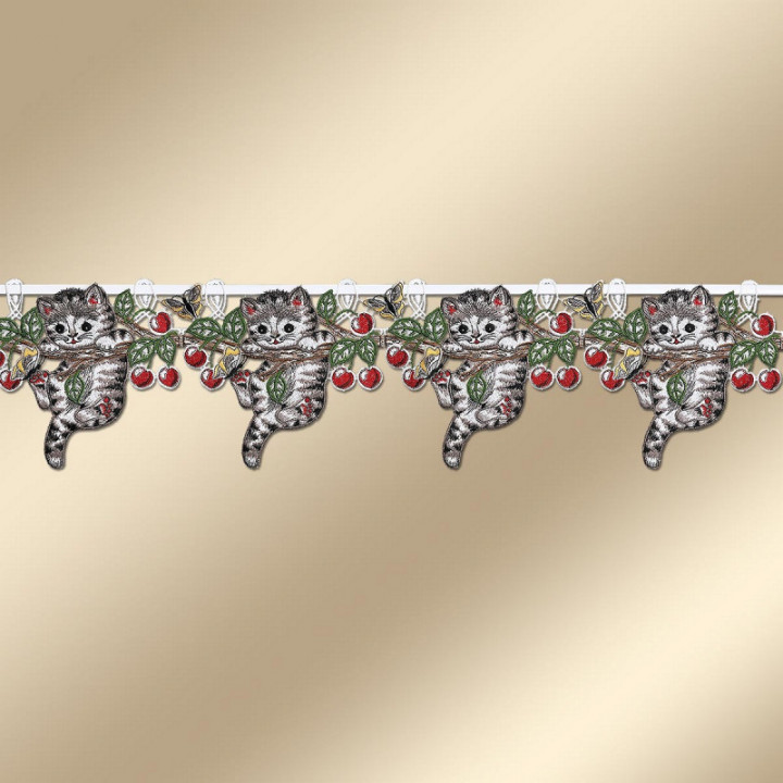 Feenhaus-Scheibengardine Kätzchen Plauener Spitze 17 cm hoch