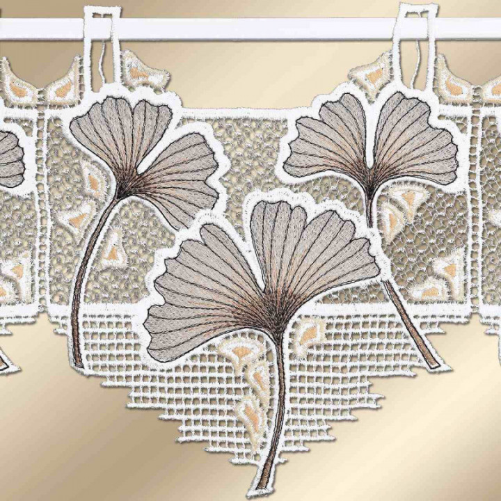 Feenhaus-Scheibengardine Giovanni Ginko Plauener Spitze 22 cm hoch