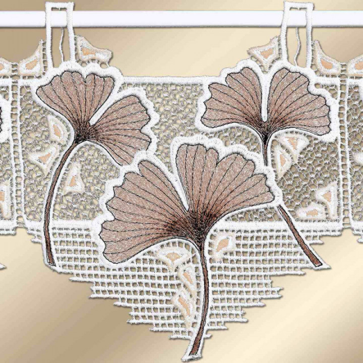 Feenhaus-Scheibengardine Giovanni Ginko Plauener Spitze 22 cm hoch