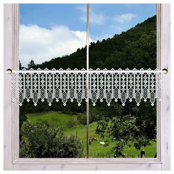 Scheibengardine Mileya moderne Plauener Spitze in weiß