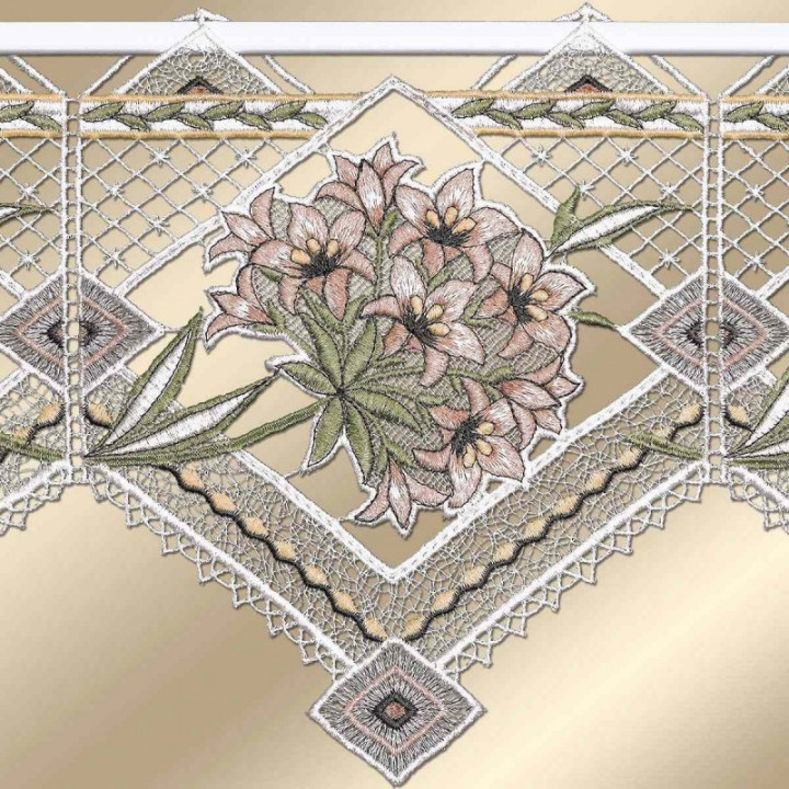 Feenhaus-Stangendeko Aurora Echte Plauener Spitze mit Blumen