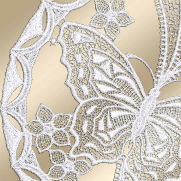 Scheibenhänger Blumenfalter Echte Plauener Spitze weiß