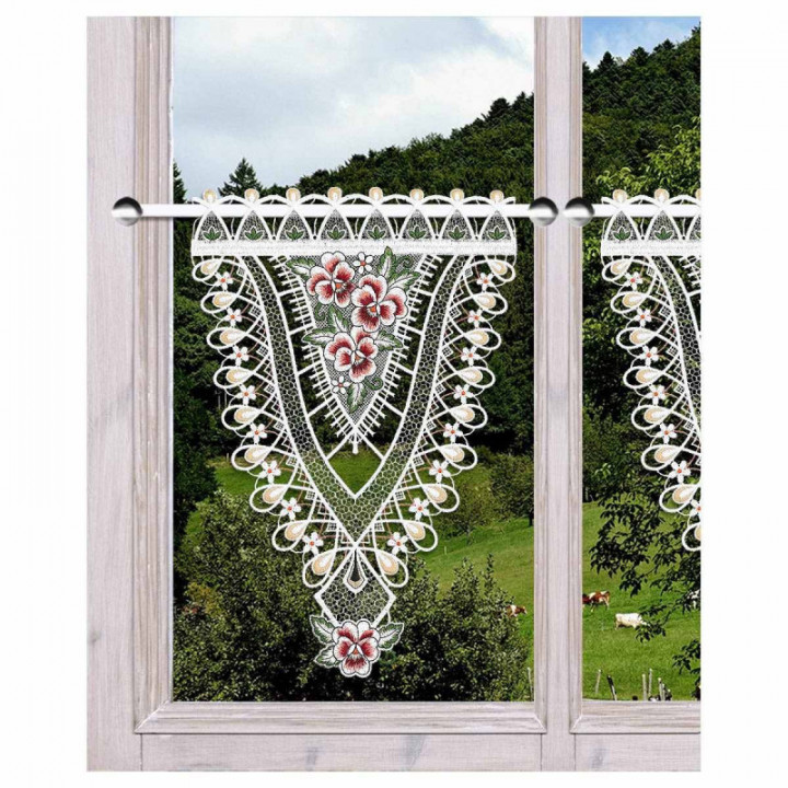 Scheibenhänger Viola im Sonnenschein groß Vogtländische Spitze 35x23cm