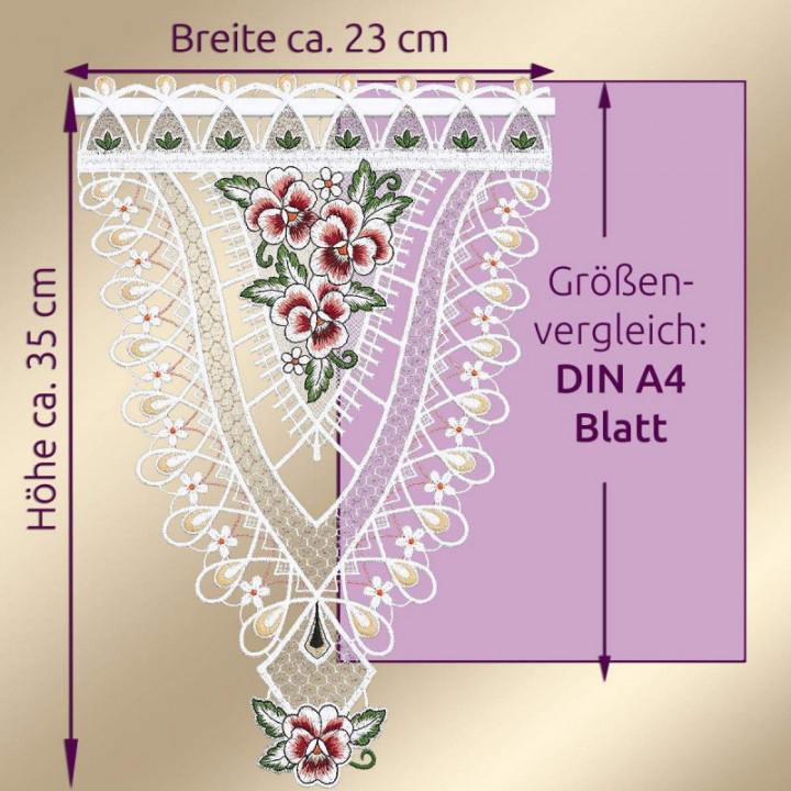 Scheibenhänger Viola im Sonnenschein groß Vogtländische Spitze 35x23cm