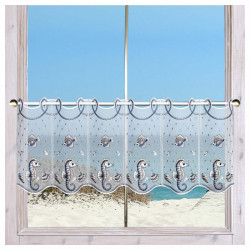 Zauberhafte Scheibengardine Meereszauber mit Seepferdchen und Fischen –  Maritimes Flair der Unterwasserwelt für Ihr Zuhause