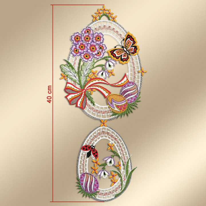 Fensterbild Ostertraum - vogtländische Spitze lila - 40x18 cm