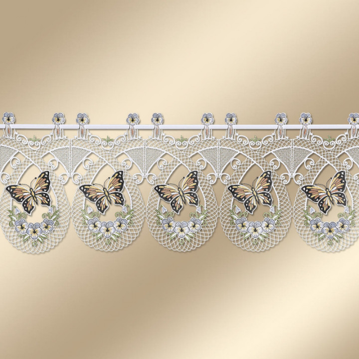 Scheibengardine Schmetterling Sabina – Vogtländische Spitze beige