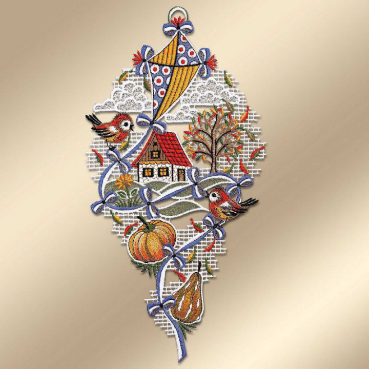 Fensterbild Herbstlandschaft mit Drachen Plauener Spitze