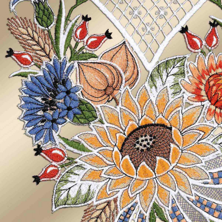 Scheibengardine Emica Spätsommertraum Plauener Spitze Landhaus Gardine