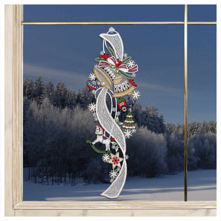Winter-Fensterbild Kindheitstraum Plauener Spitze 41 x 14 cm