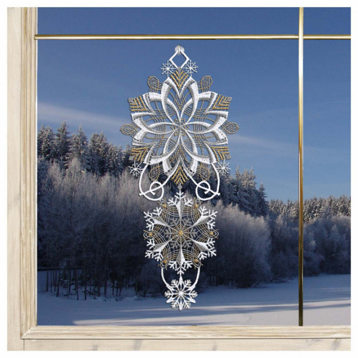 Fensterbild Schneeflöckchen-Weißröckchen Plauener Spitze