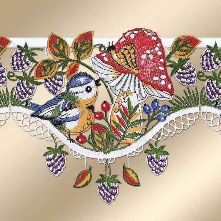 Feenhaus-Spitzengardine Herbstfreunde Plauener Spitze 17 cm hoch