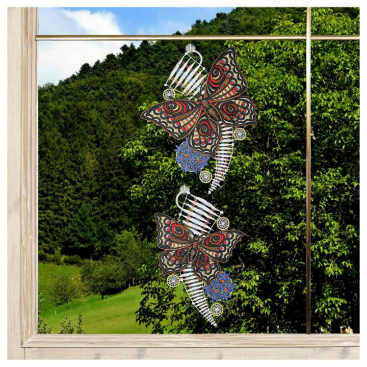 Fensterbilder 2er Set Schmetterlinge Plauener Spitze