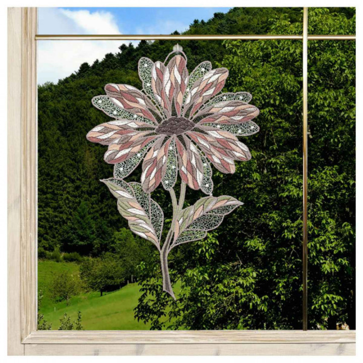 Blumen-Fensterbild Antonia groß Plauener Spitze