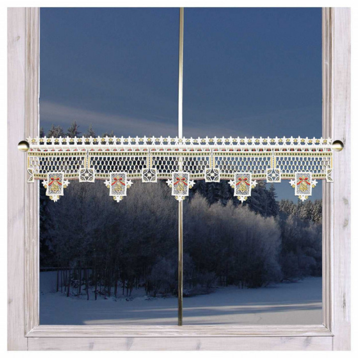 Weihnachts-Feenhausgardine Weihnachts-Ambiente Plauener Spitze Höhe 20 cm