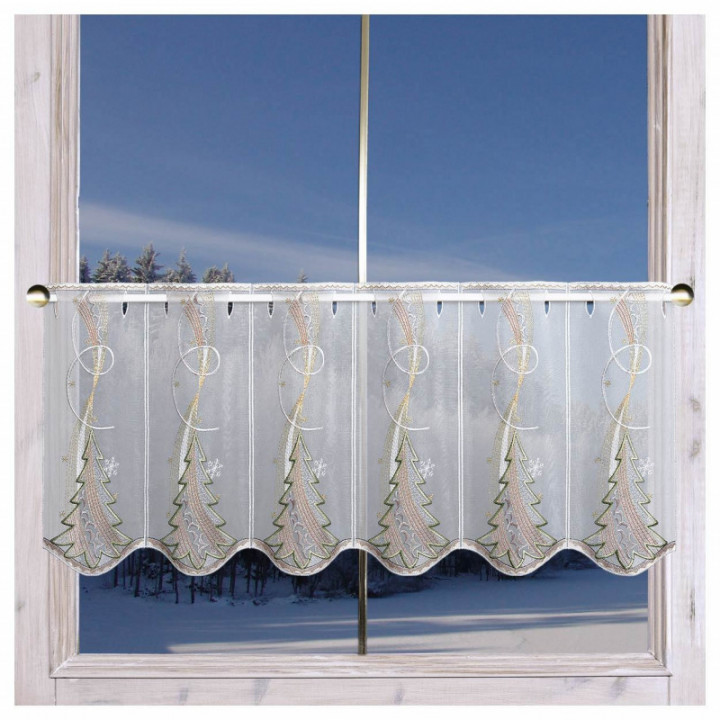 Bestickter Scheibenhänger Winterbaum Plauener Spitze