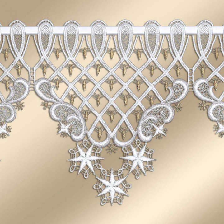 Scheibengardine Weihnachtsträumerei mit Stern Echte Plauener Spitze