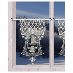 Scheibenhänger Weihnachtsträumerei mit Glocke Echte Plauener Spitze