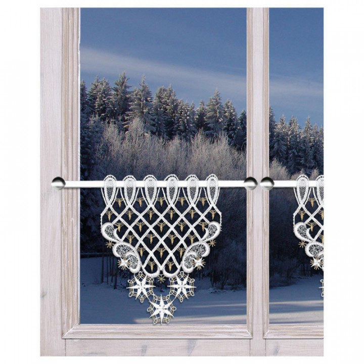 Scheibenhänger Weihnachtsträumerei mit Stern Echte Plauener Spitze