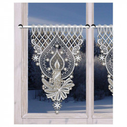 Scheibenhänger Weihnachtsträumerei mit Kerze Echte Plauener Spitze