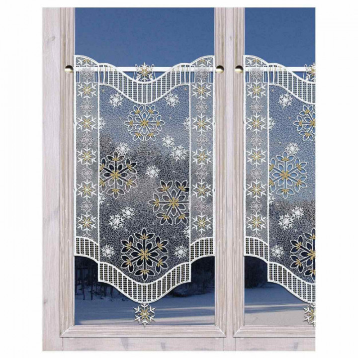 Winter-Scheibengardine Leise rieselt der Schnee Plauener Spitze Scheibenhänger