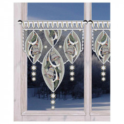 Scheibenhänger Glockenzauber Sternenlicht Plauener Spitze - Moderner Winter-Scheibenhänger Glöckchen - Gestickte Kurzgardine Höh