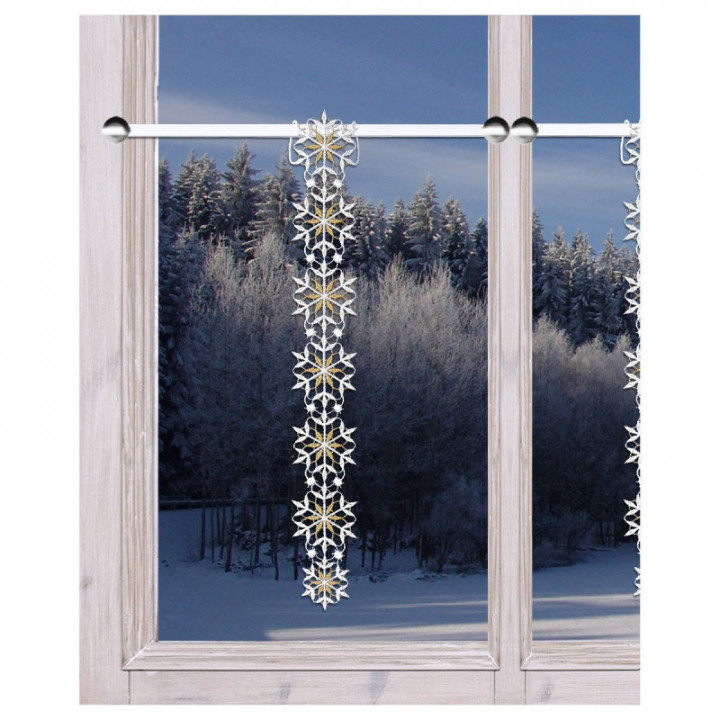 Girlande Leise rieselt der Schnee Plauener Spitze Fensterbehang