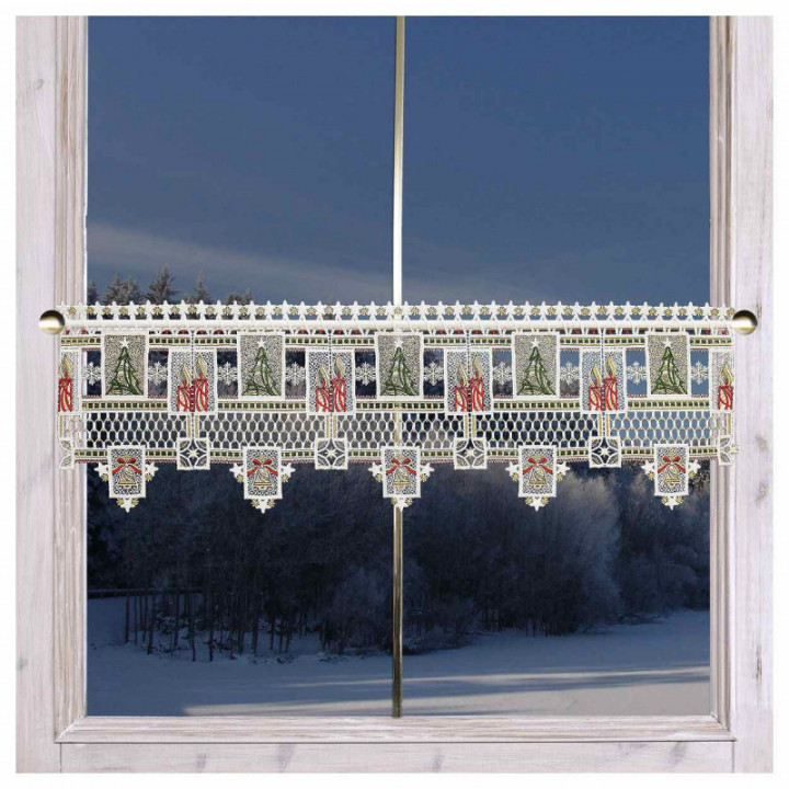 Weihnachts-Feenhausgardine Weihnachts-Ambiente Plauener Spitze Höhe 30 cm