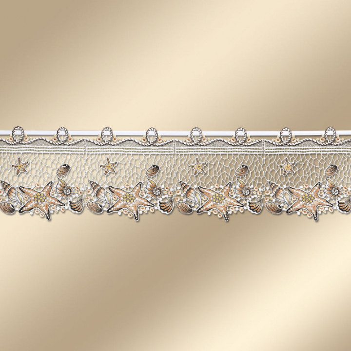 Feenhaus-Gardine Seestern - Muschel - Vogtländische Spitze