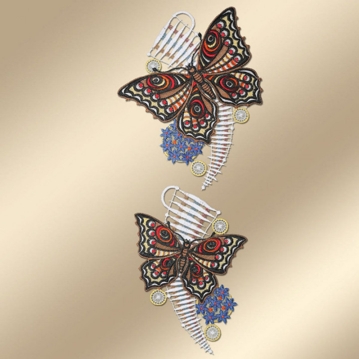 Fensterbilder 2er Set Schmetterlinge Plauener Spitze