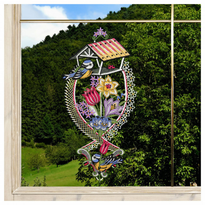 Fensterbild Frühlingsgezwitscher – vogtländische Spitze – Ostern