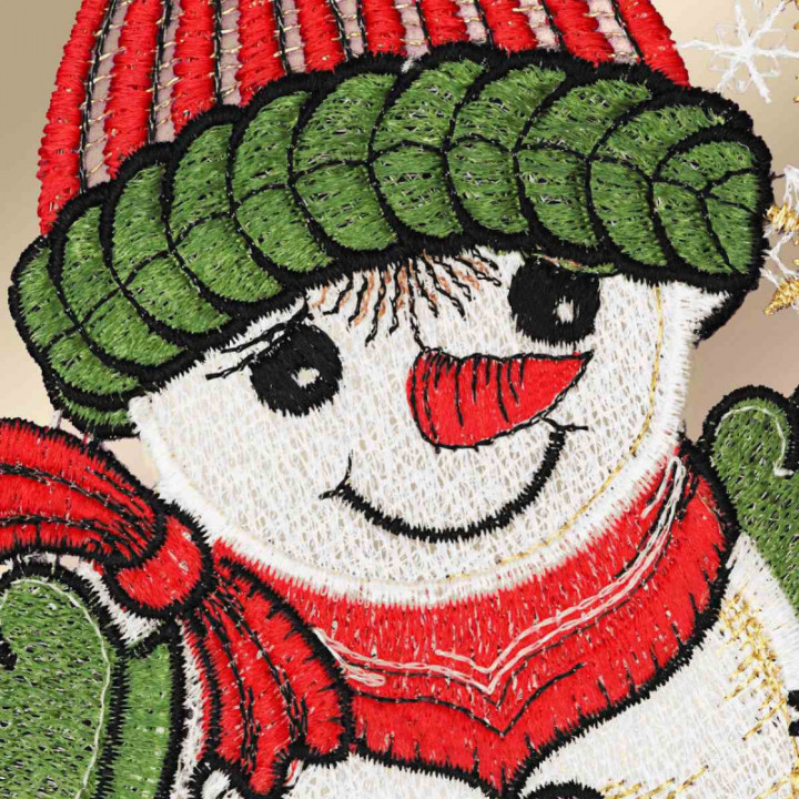 Winter-Fensterbild Schneemann Plauener Spitze