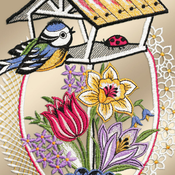 Fensterbild Frühlingsgezwitscher – vogtländische Spitze – Ostern