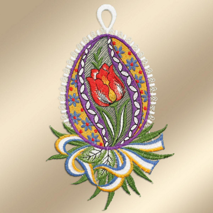 Fensterbilder-Set Ostereier Tulpe & Veilchen - vogtländische Spitze 21x13 cm