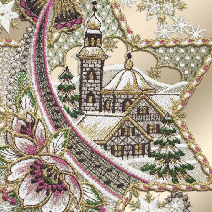 Fensterbild Stern mit Kirche Plauener Spitze rosa