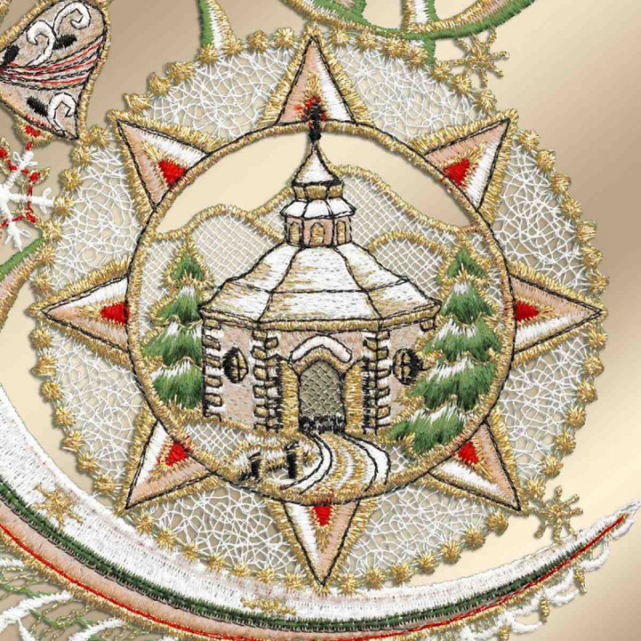 Fensterbild Mondkapelle Plauener Spitze beige