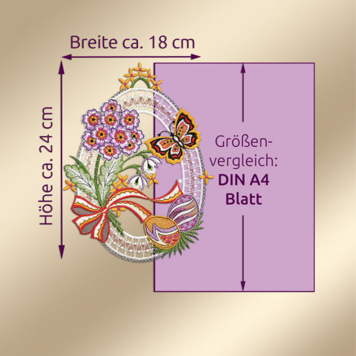 Fensterbild Osterei mit Schmetterling - Vogtländische Spitze
