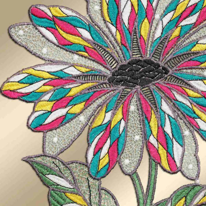 Blumen-Fensterbild Antonia groß Plauener Spitze