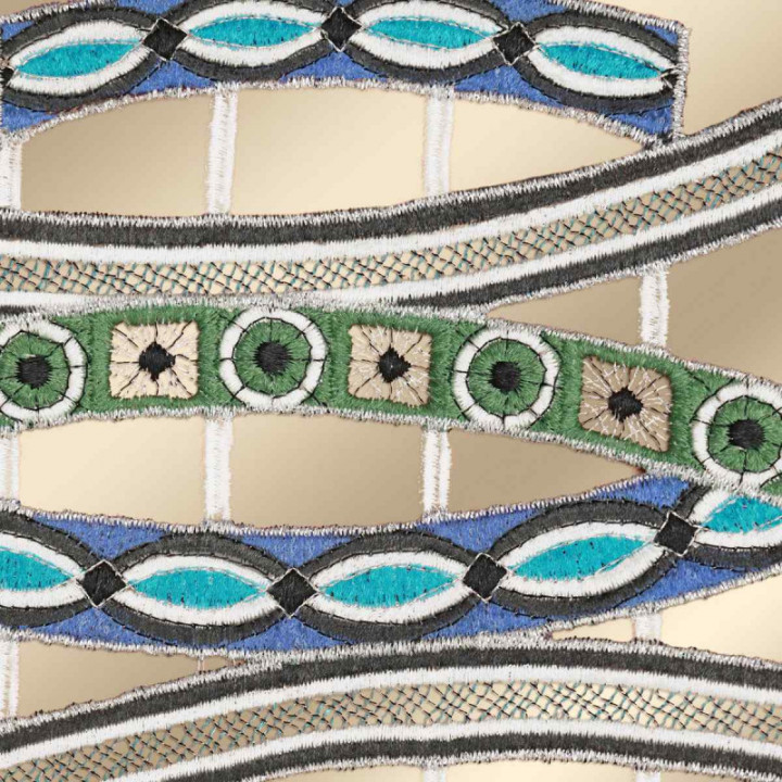 Fensterbild Tamaya Plauener Spitze blau-grün