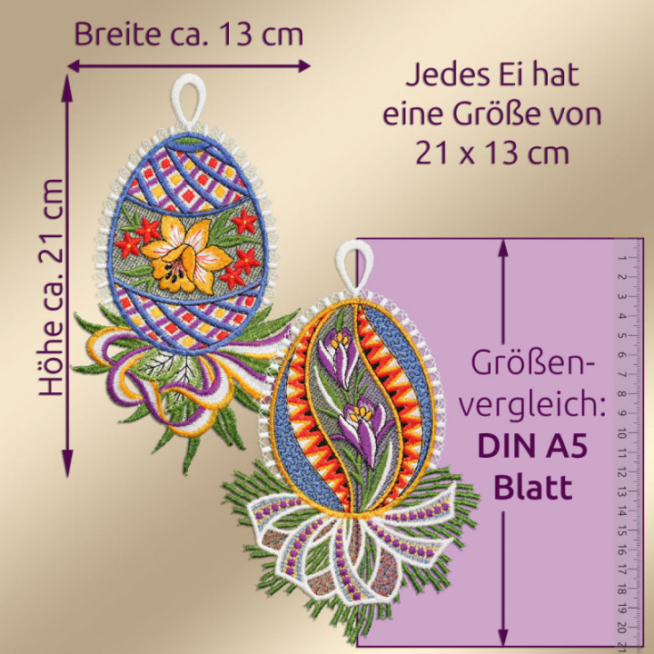 Fensterbilder-Set Ostereier - Plauener Spitze - Krokus & Narzisse