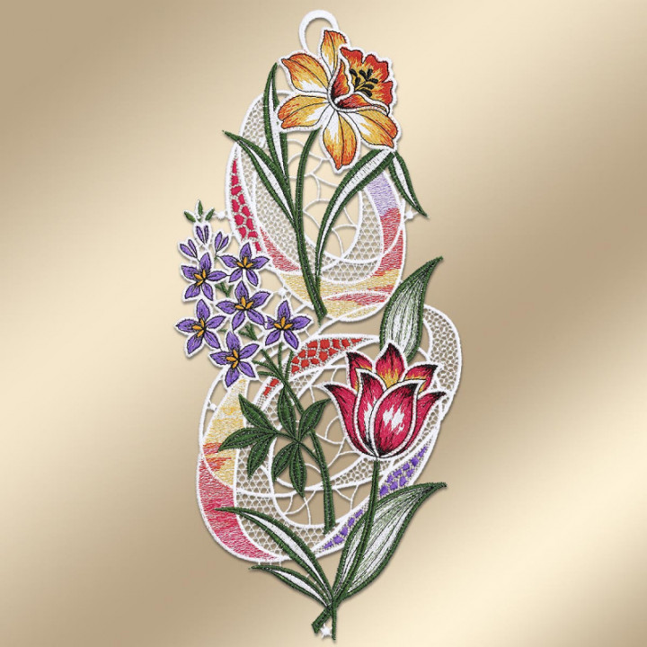 Fensterbild Frühlingsfreude – Vogtländische Spitze – DSD Design