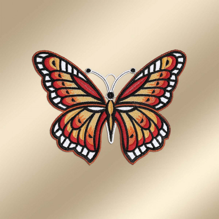 Fensterbild Schmetterling Fiona rot aus Echter Plauener Spitze 15x20 cm