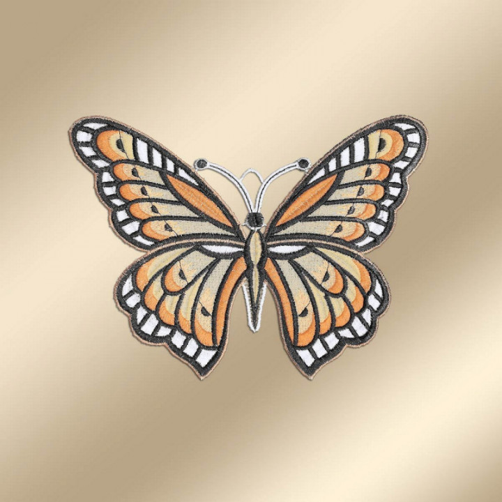 Fensterbild Schmetterling Fiona orange Echte Plauener Spitze 15x20 cm